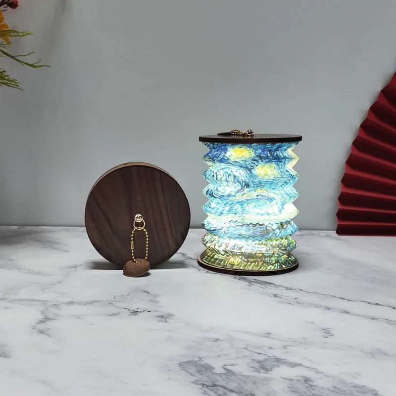 Wooden Foldable Table Lamp 3-Color Dimmable Paper Lantern Rechargeable Reading Light for Bedroom Living Room Camping Night Light