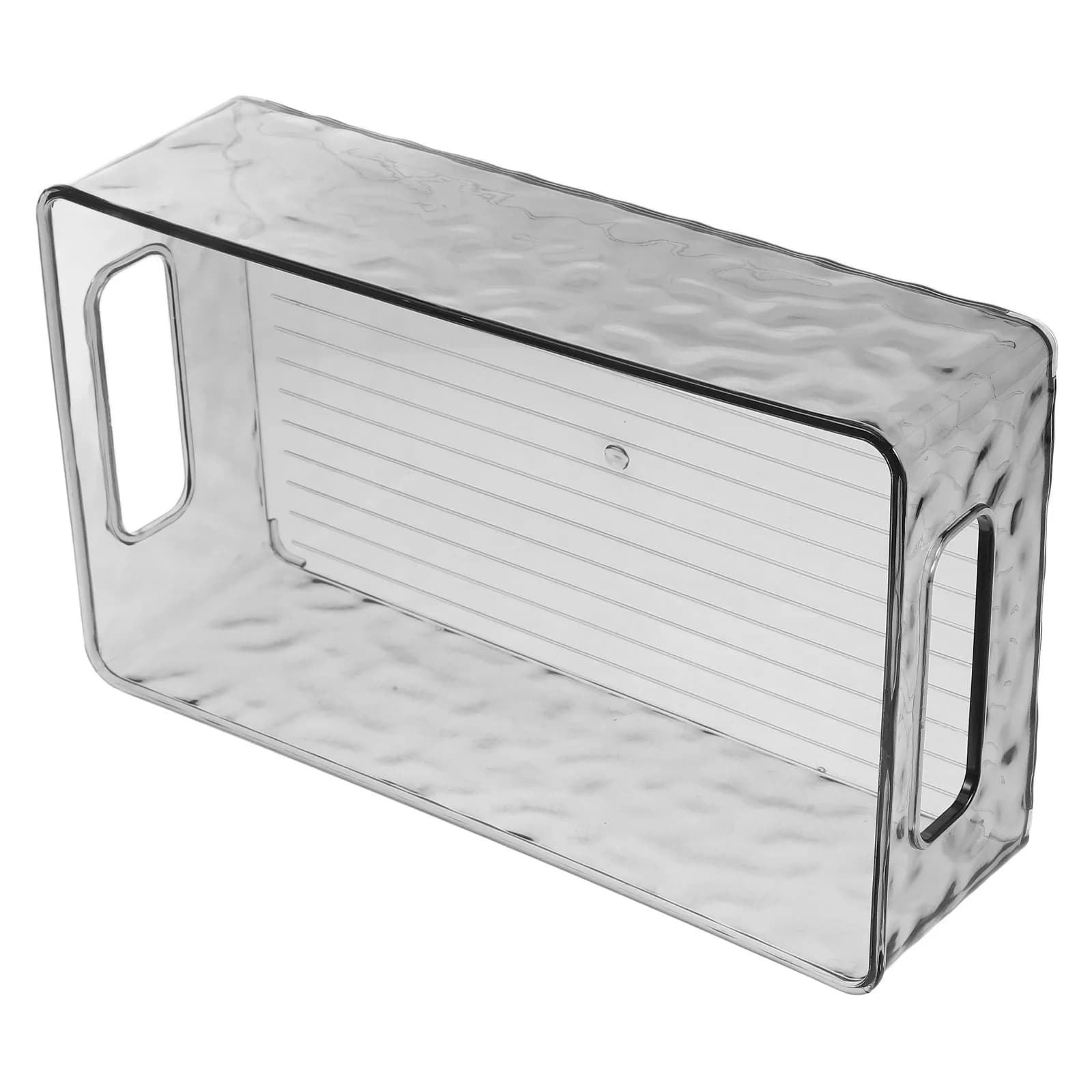 Transparent Plastic Storage Box Rectangle Glacier Pattern Refrigerator Organizer Kitchen Storage Bin Stackable Clear Organizer