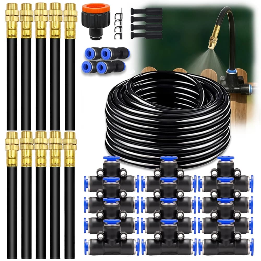 5-30M Foldable Universal Sprayer Kit with 8mm Pipe for Patio Nebulization and Cooling System, Irrigation and Nebulization Garden Plants
