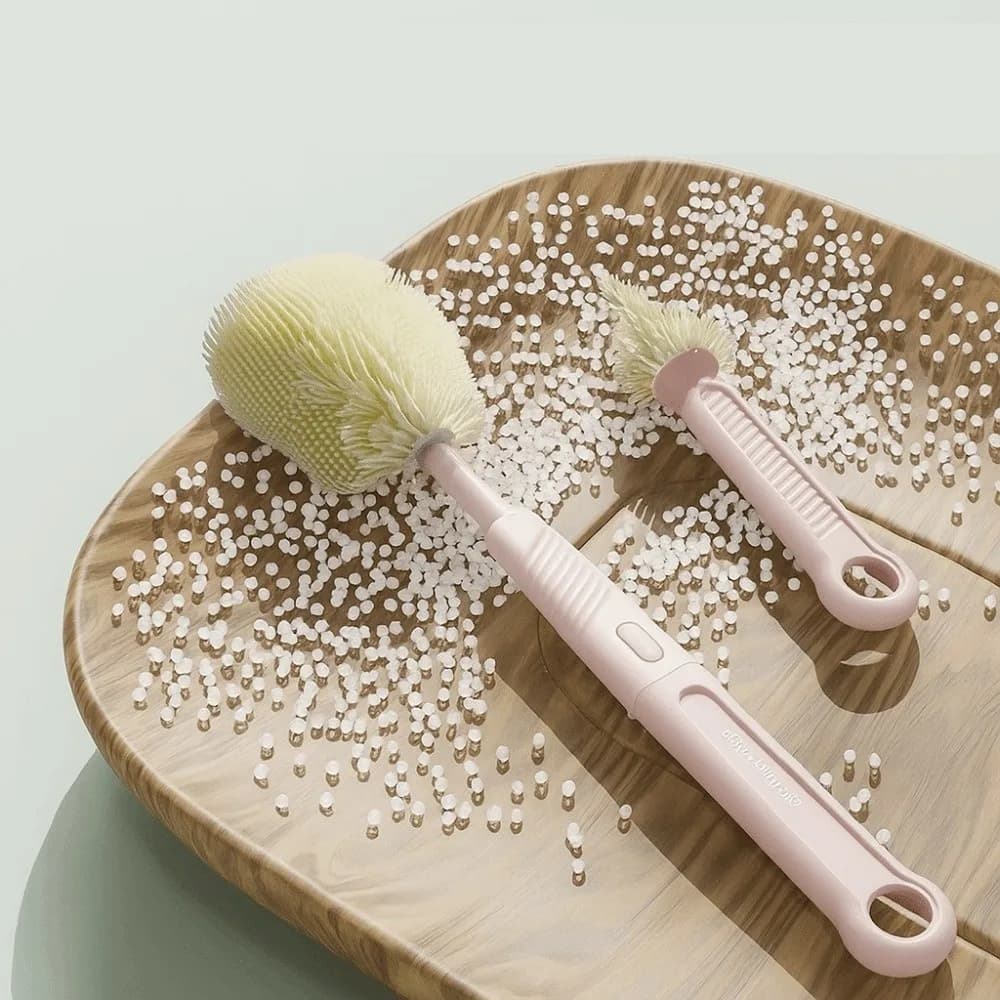 6pcs/set Multi-functional Milk Bottle Cleaning Brush Set Eyedropper Brush Anti-lost Baby Nipple Brush Kit Drain Bracket Silicone