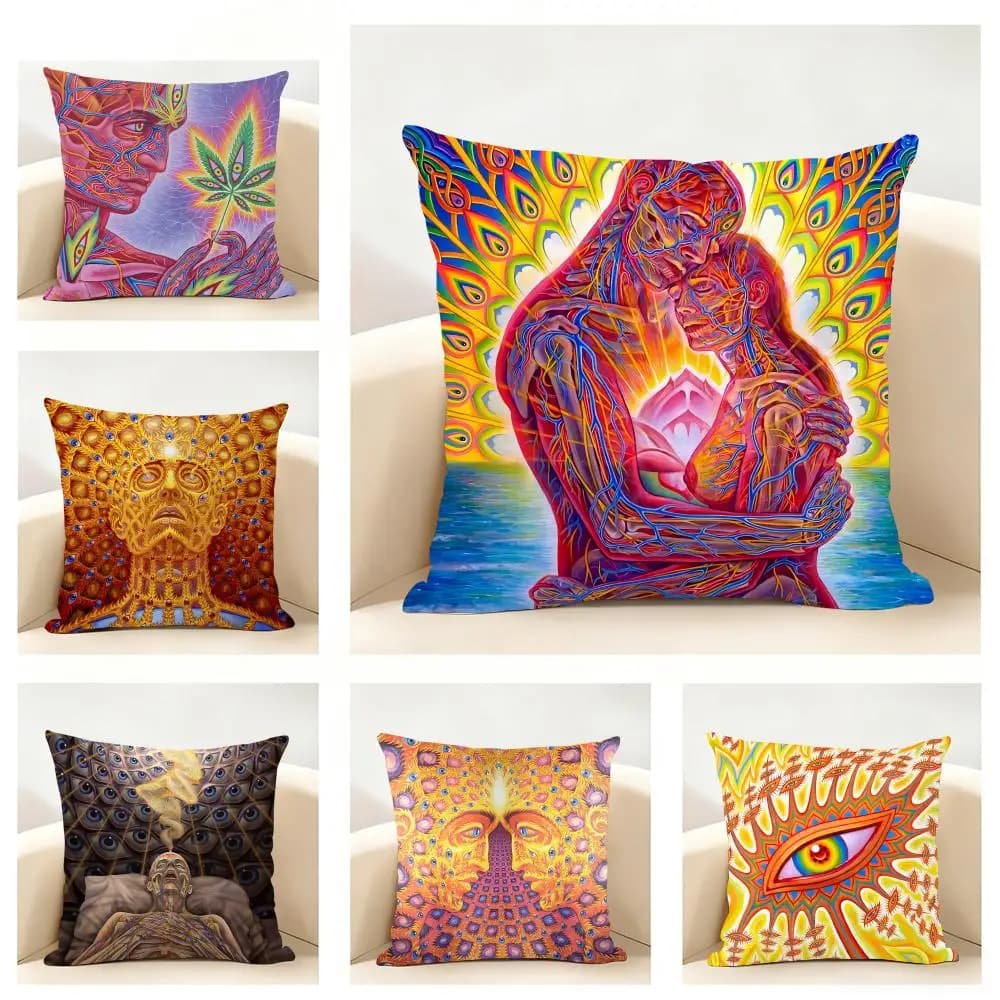 Art A-Alex Grey Trippy Psychedelic Soft linen cover for sofa bed, home decoration