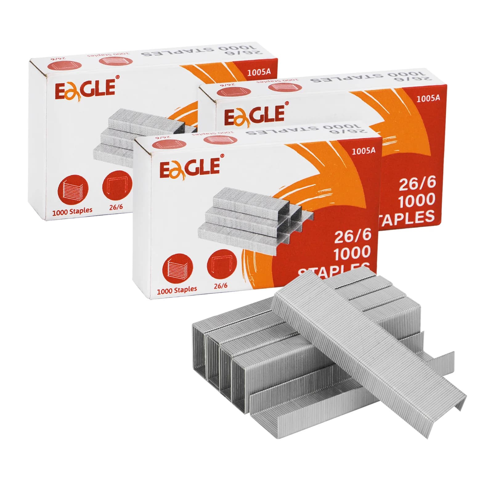 Eagle No.24/6, 1/4" leg, 3 boxes, total 3000 pieces, 1000 pieces per box, office and school binding accessories