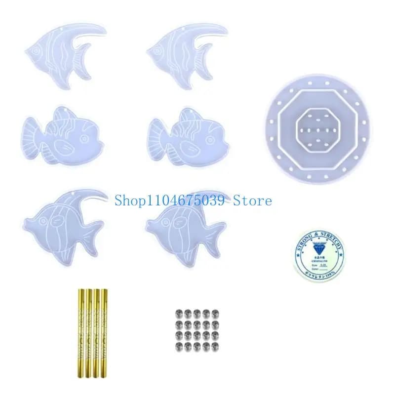 5asd Wind Chimes Resin Molds Silicone for Resin Casting,Resin Jewelry Molds Fish Wind Epoxy Molds for Home Décor