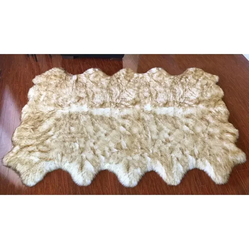 Hypoallergenic Silky Shag Rug, Plush Shaggy Carpet for Bedrooms and Living Rooms, 6x10 Feet, White with Brown Tips