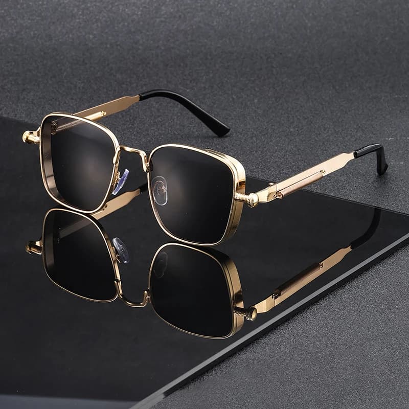 Occhiali da sole alla moda con montatura spessa quadrata in stile punk alla moda, adatti per l'uso quotidiano, il pendolarismo e i regali, unisex e tutti i giocatori