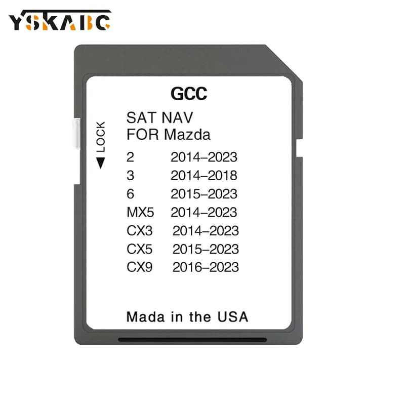 Scheda di memoria SD Navigazione per Mazda 2/3/6/MX5/CX5/CX9 Sistemi Navi per auto Aggiornamento GPS Generale GCC Gulf Area Medio Oriente mappe 2024