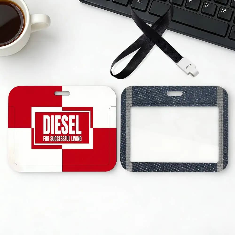 Porta Carte D-Diesel con Stampa alla Moda per Studenti Universitari con Cordino, Porta Tessere da Lavoro, Porta ID Bus, Regali