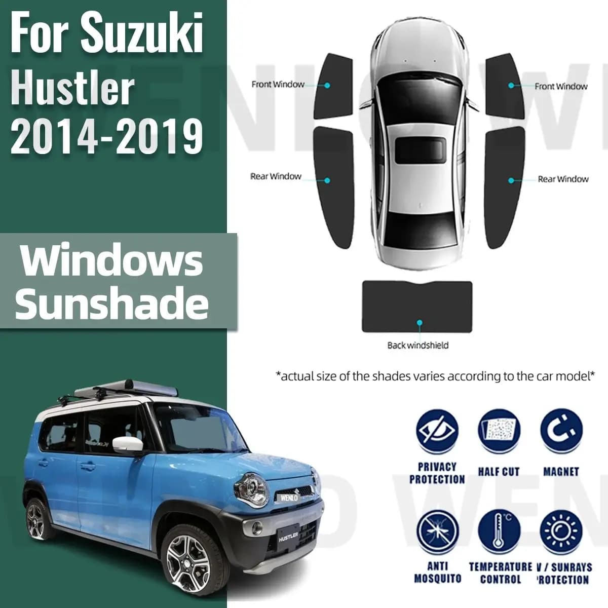 Per Suzuki Hustler 2014-2019 Tendina Parasole Magnetica per Parabrezza Anteriore Protezione UV Tendina Parasole per Finestrino