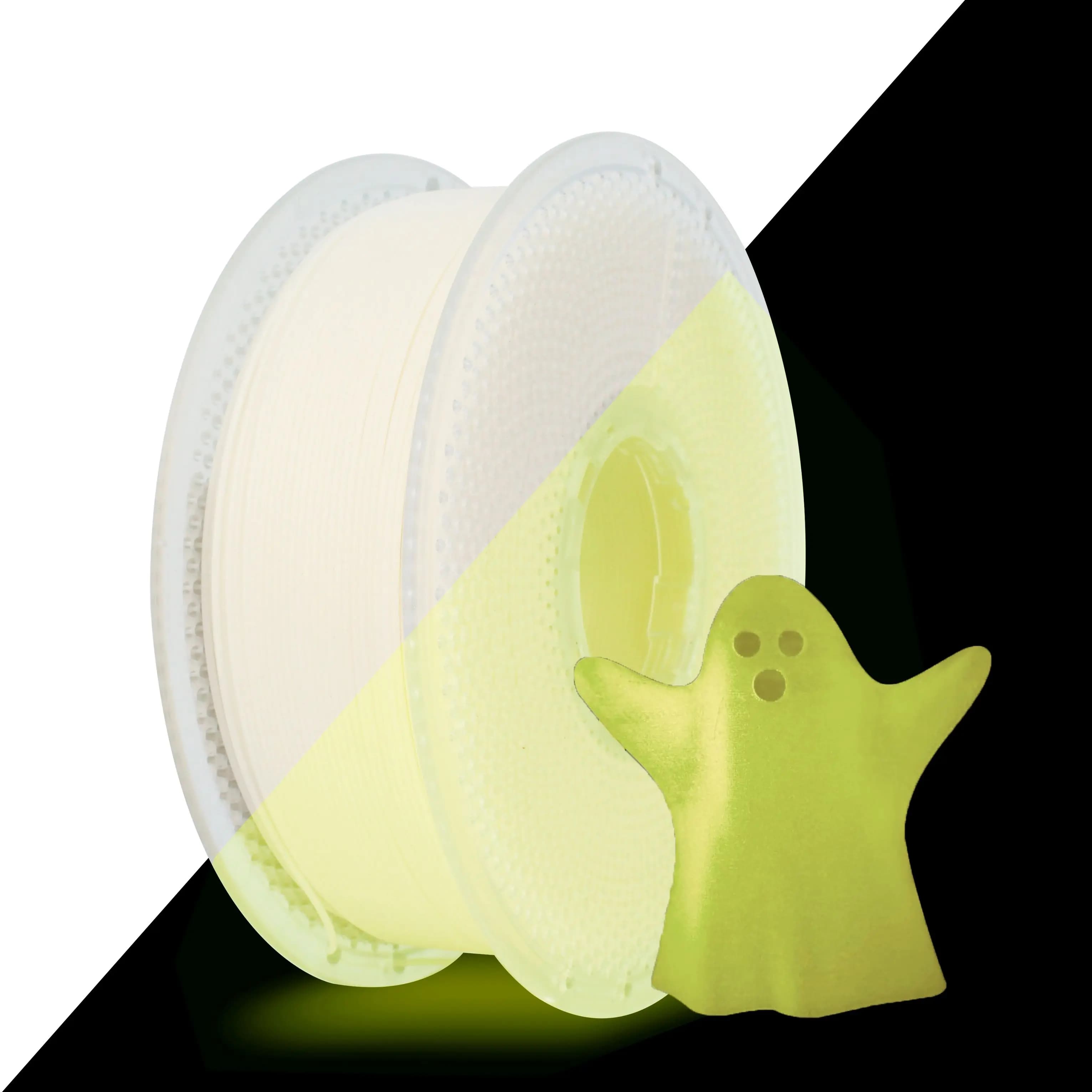 Filamento PLA Luminoso Giallo 1KG che si Illumina al Buio, Filamento PLA per Stampante 3D Avvolto Ordinatamente, Diametro 1.75mm, Precisione Dimensionale +/-0.03mm