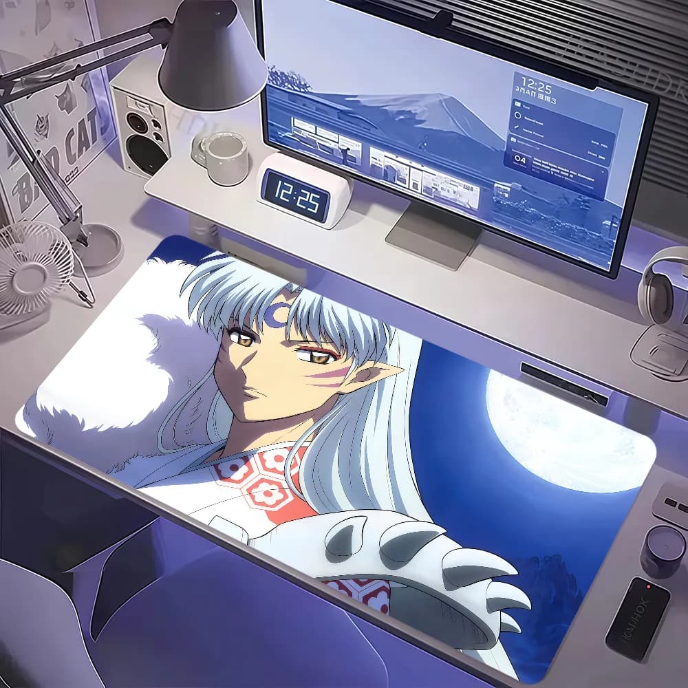 Tappetino per mouse classico anime I-Inuyasha K-Kikyo Y-Yashahime, antiscivolo, con bordi rinforzati, spesso, per desktop, gaming, ufficio, studenti