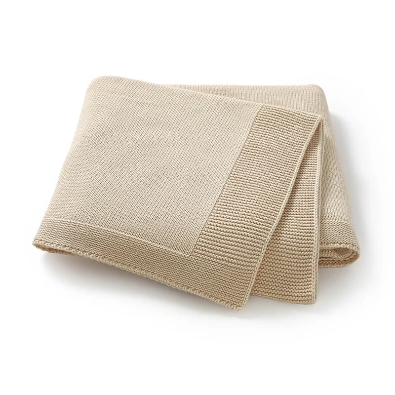 Coperta per Neonati in Cotone Lavorato a Maglia, 100*80CM, per Bambini e Bambine, Morbidissima, per Passeggino, Stile Plaid o Tinta Unita