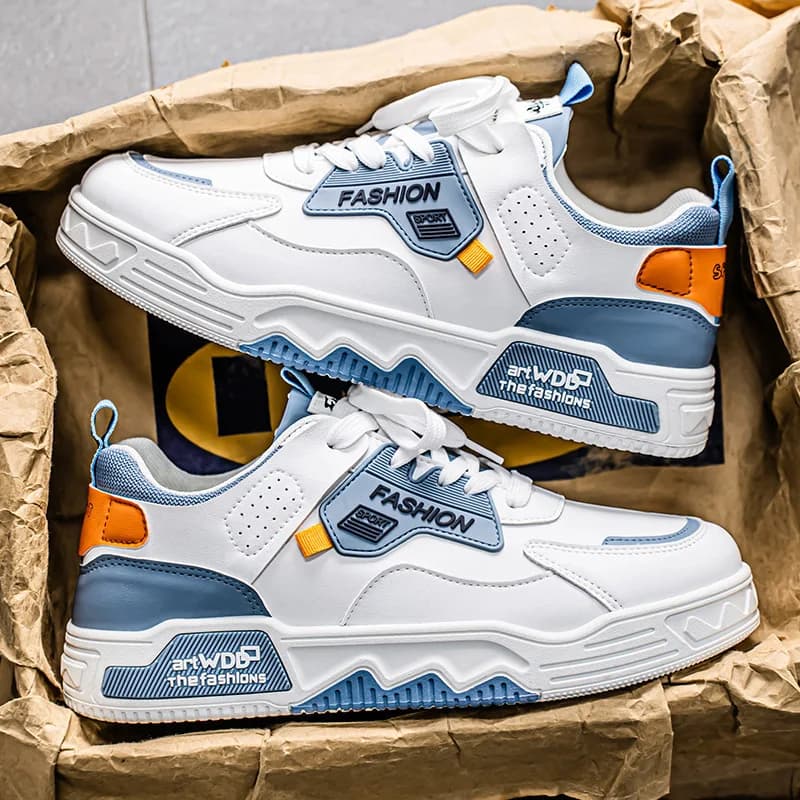 Scarpe Sportive in Pelle PU per Uomo, Moda Trendy per Studenti Universitari, Scarpe da Corsa Impermeabili e Antiscivolo, Sneakers da Uomo