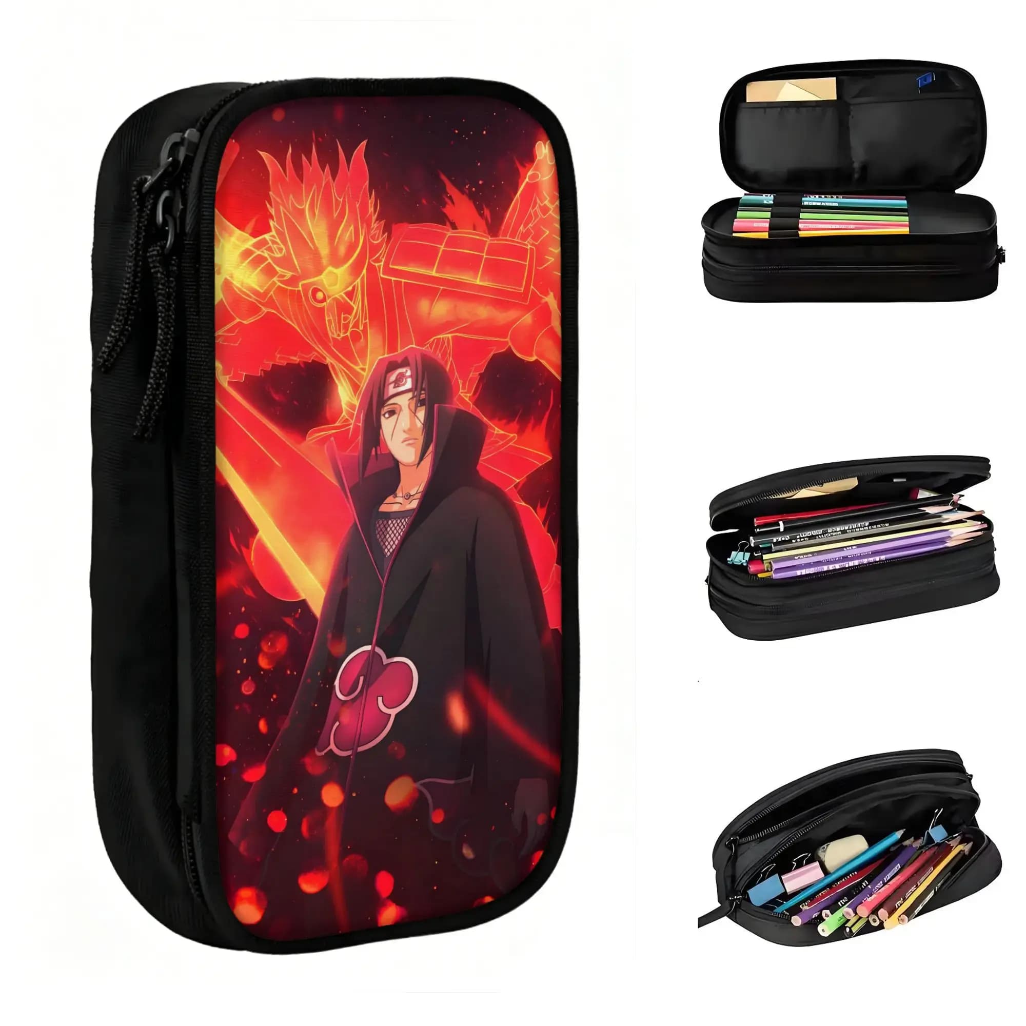 Custom U-Uchihaes Itachi Japan Cartoon Cute Pencil Cases Boy Girl Large Capacity Cartoon Pencil Box School Supplies