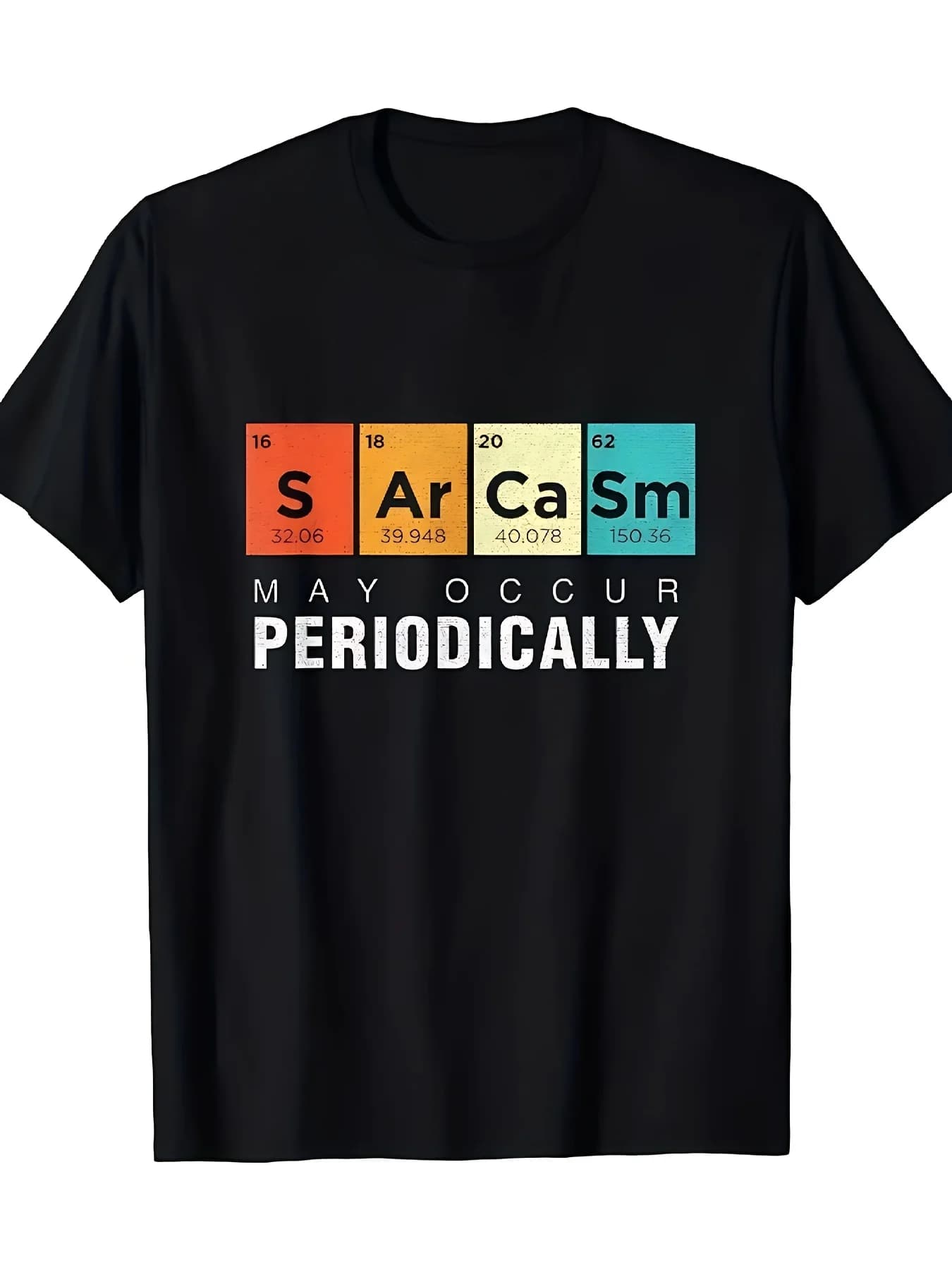 T-shirt da uomo con motivo della tavola periodica Fun Elements | Camicia Casual Beige con Collo Rotondo | Adatto per appassionati di scienza e amanti dell'umorismo