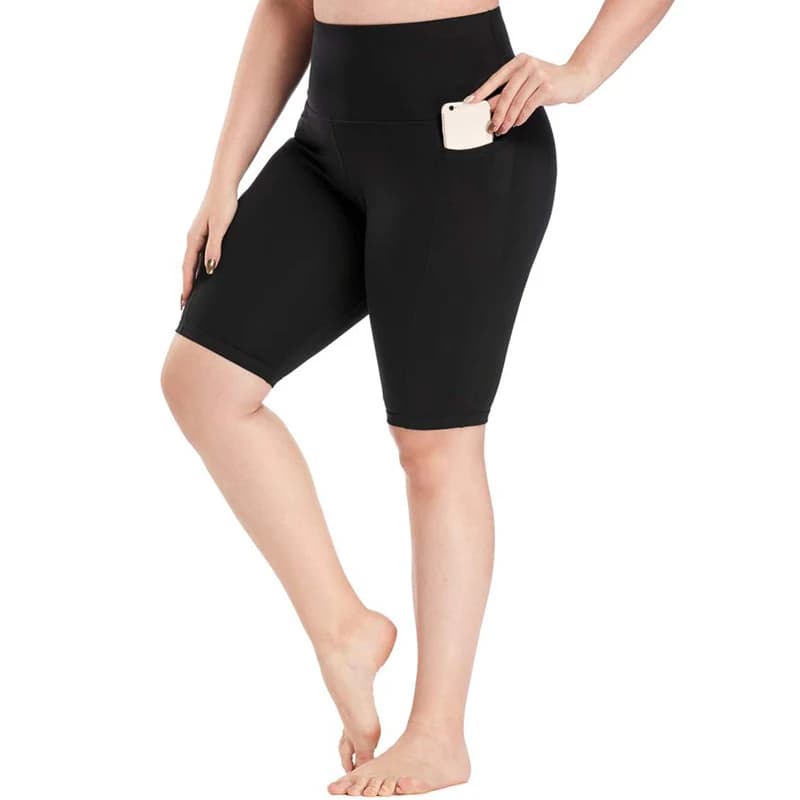 VITALINOVO Pantaloncini da motociclista da donna taglie forti con tasche Pantaloncini contenitivi per la pancia a vita alta per allenamento yoga Pantaloncini da pallavolo da corsa