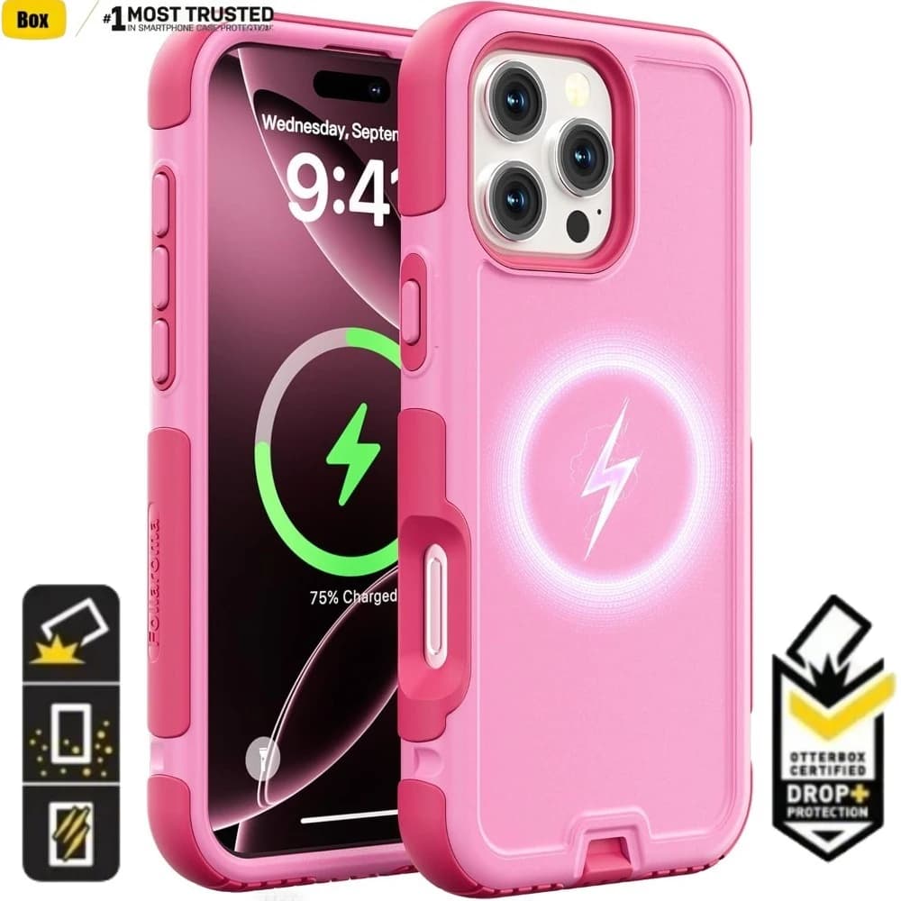 Custodia Protettiva Anti-Caduta Heavy Duty Otter Armor Box per iPhone 16 Pro Max 15 14 Plus 13, Cover Magnetica a Doppio Strato per Ricarica