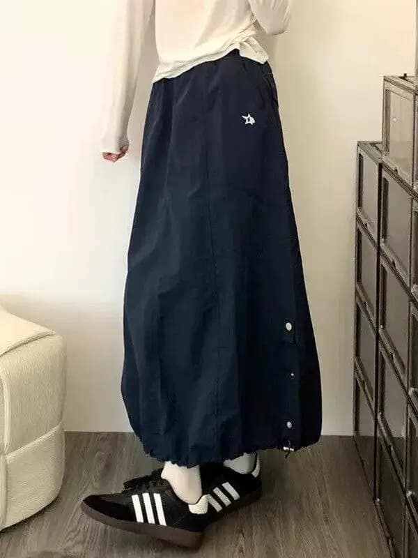 plus Size 300 Pounds American Style Workwear A-Line Skirt Women Summer Casual Lazy Style Half-length Skirt High Waist Loose Fit