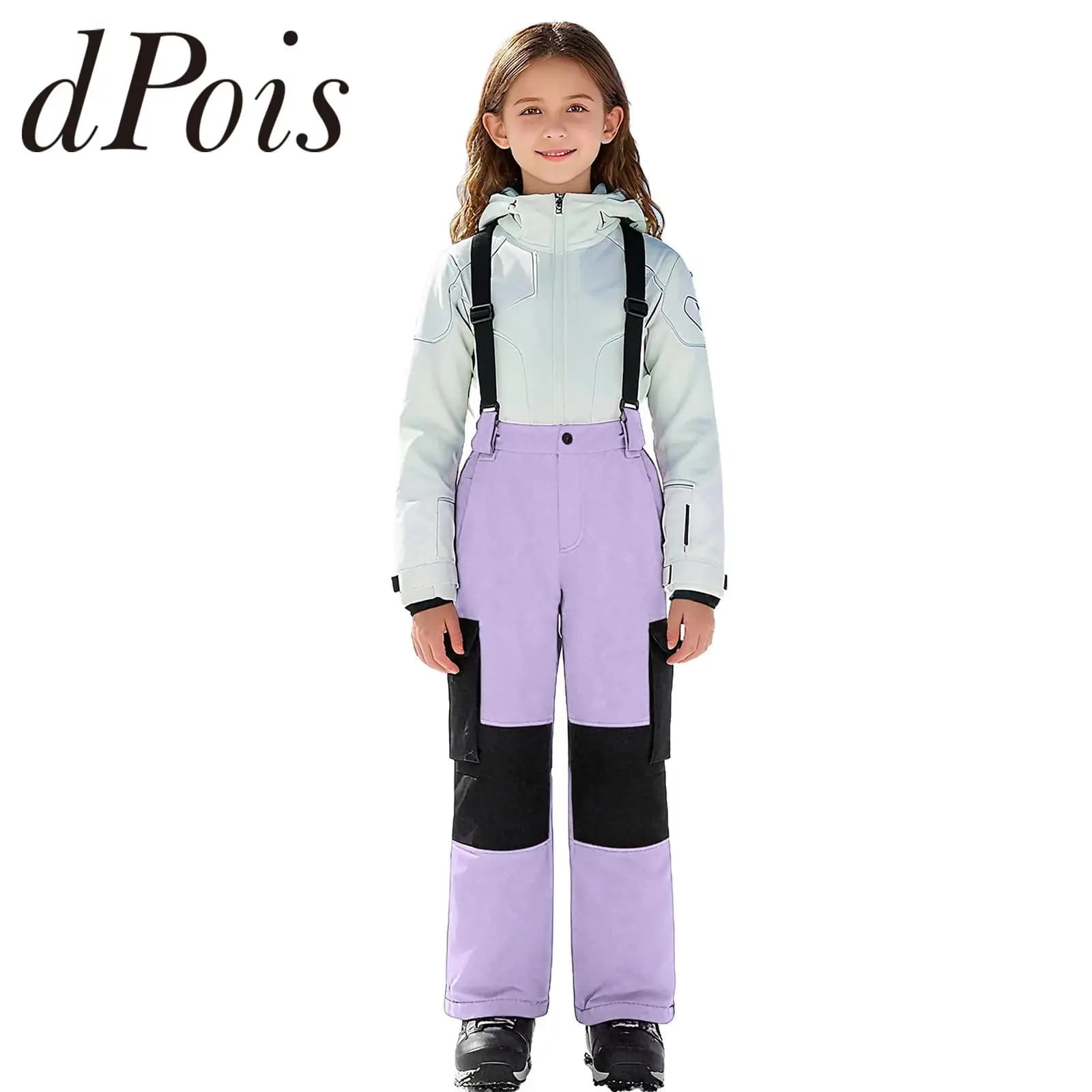 Pantaloni da sci invernali per ragazze per bambini Abbigliamento da snowboard Pantaloni da sci in vita elastica antivento per sport sulla neve all'aperto Pattinaggio su ghiaccio