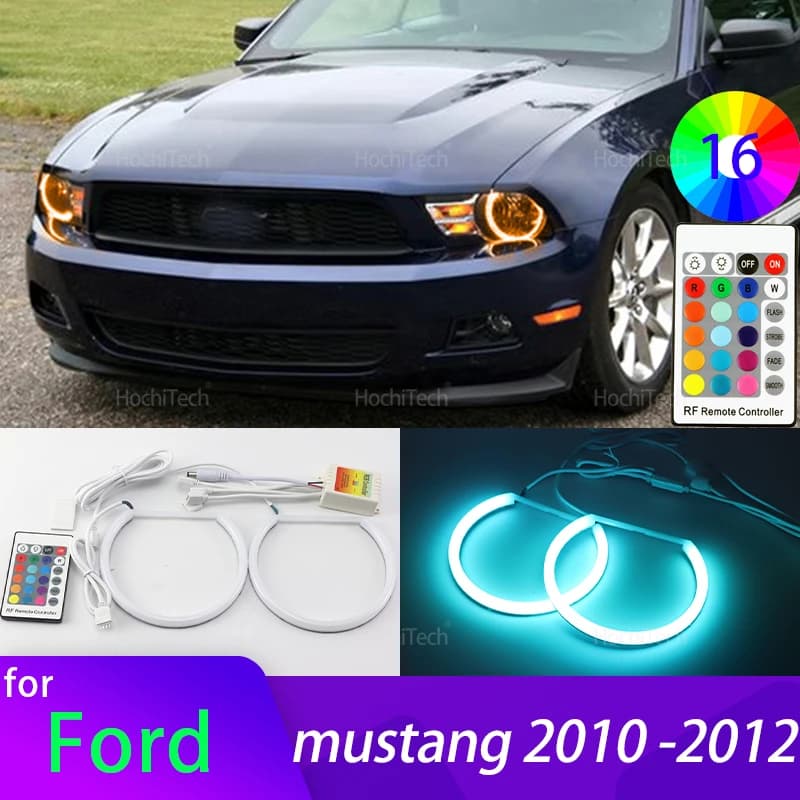 Di alta Qualità 16-Color RGB Cotone LED Angel Eye Anelli Luce Diurna per Ford Mustang 2010 2011 2012 Auto Faro Accessori