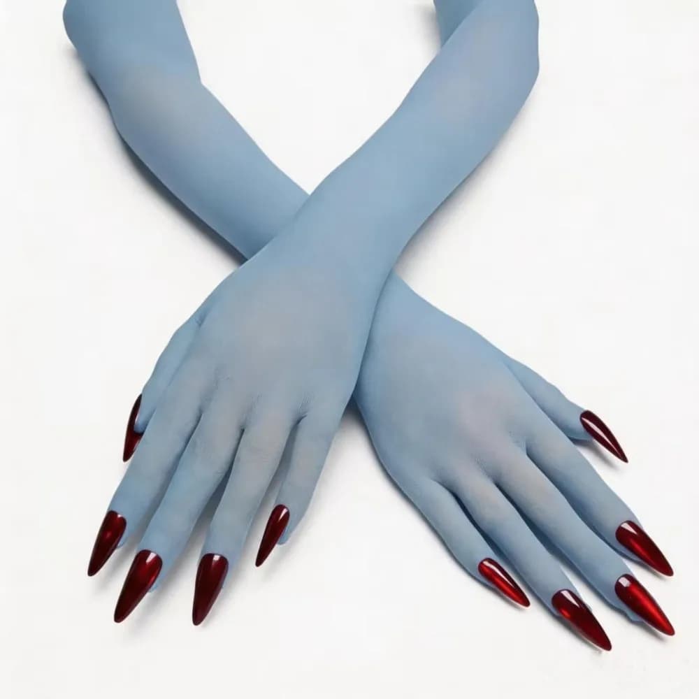 New Lightweight Halloween Dress Gloves Sheer Breathable Cosplay Gloves with Five Finger Nail Fashion Ultra-Thin Gloves Commuting