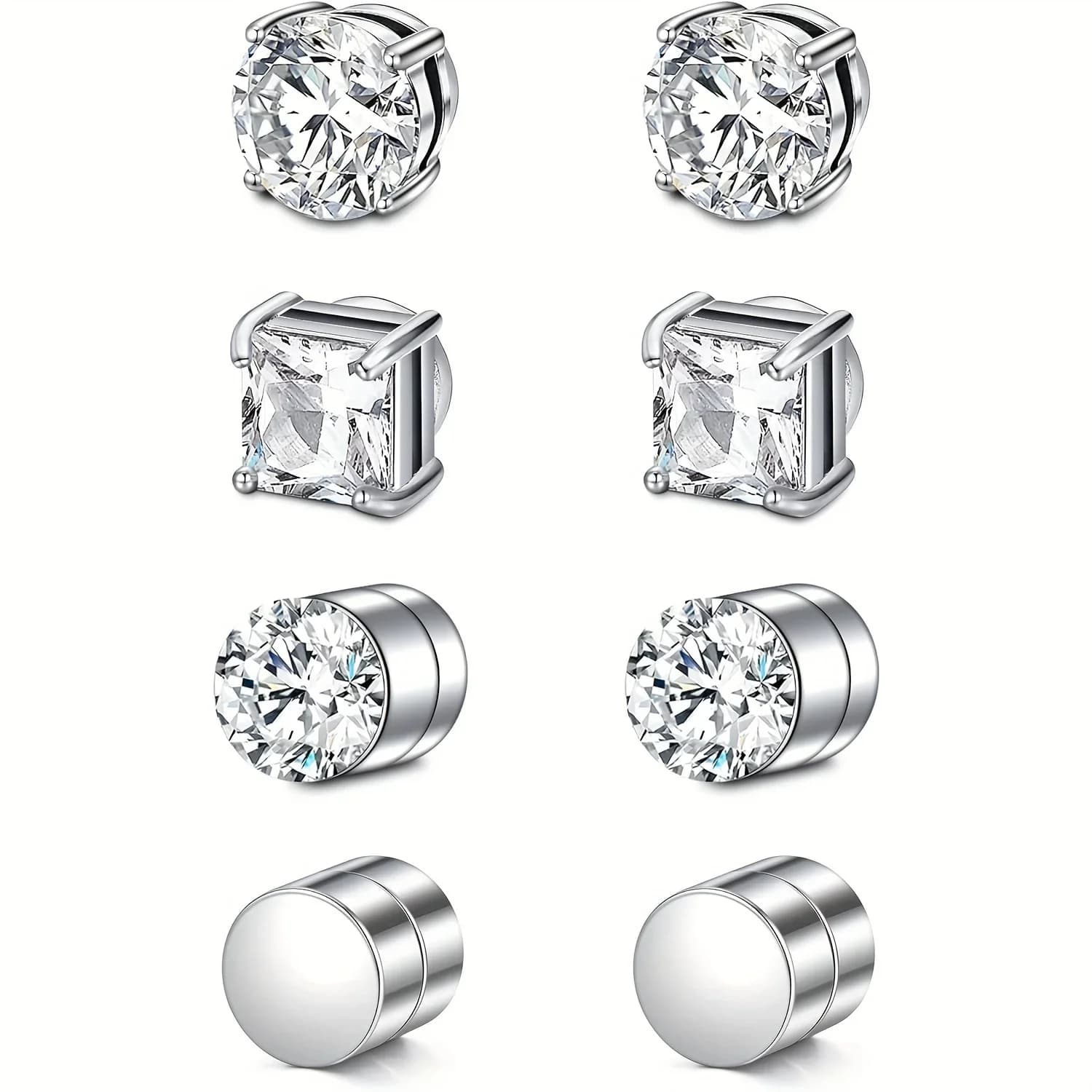 1 pair of clip earrings with strong magnetic ear in crystal for men woman earrings with magnet zircone round punk non penetrating jewelry