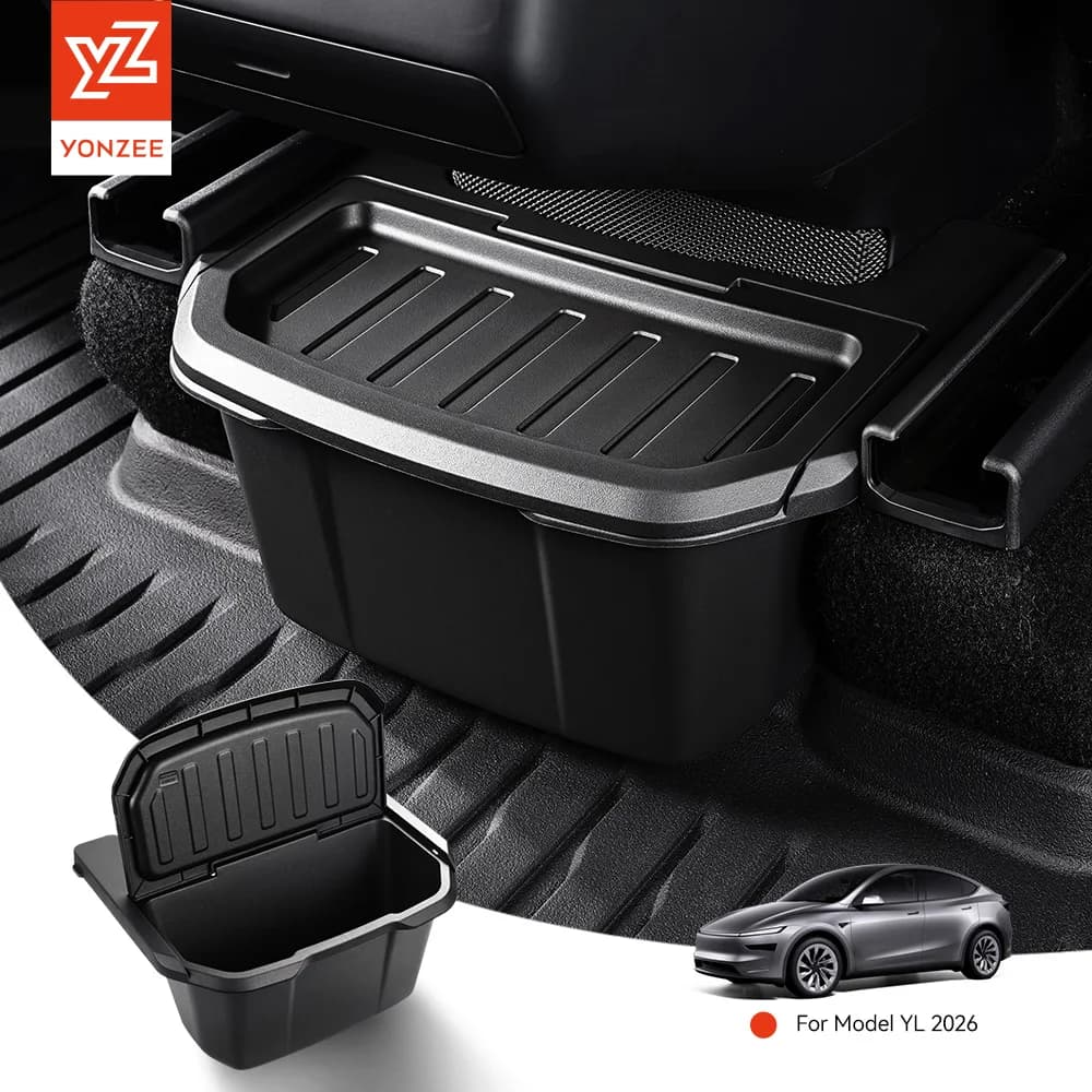 YZ For Tesla Rear Seat Storage Box Model Y YL Juniper Center Console Bins Backseat Trash Can Garbage Bag Tray Car Accessories