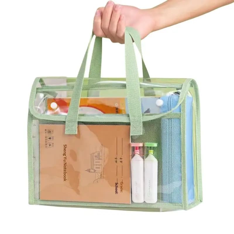 New Portable Large Capacity Transparent Waterproof Handheld Folder, Expandable File Storage Bag, PVC Self-adhesive File Bag