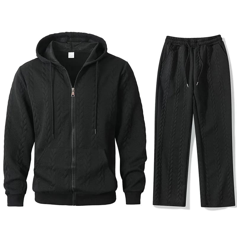 Set Felpa con Cappuccio Casual da Uomo, in Poliestere Spesso, Manica Lunga, Caldo e Confortevole per Primavera, Autunno e Inverno