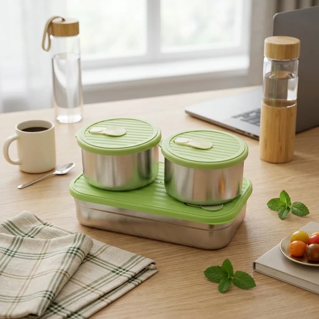 Microwave Safe 304 Stainless Steel Lunch Box Set Meal Prep Food Storage Containers Bento Box for Adults Kids Kitchen Accessories