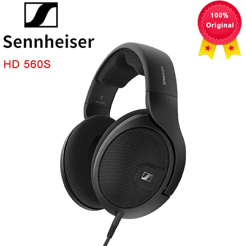 Cuffie originali Sennheiser HD 560s over-ear con risposta in frequenza neutra, campo sonoro aperto, auricolari open-back e cavo rimovibile