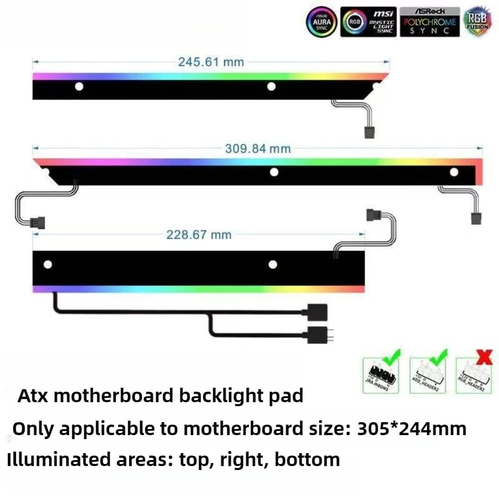 Scheda madre del computer desktop Pad luminoso 5v 3Pin ARGB AURA Sync Accessori decorativi per PC