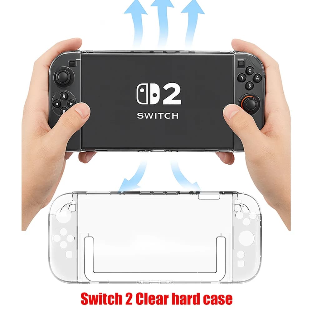 Custodia rigida trasparente per NS Switch 2 – Custodia protettiva trasparente per PC, guscio staccabile antiurto, accessori antigoccia