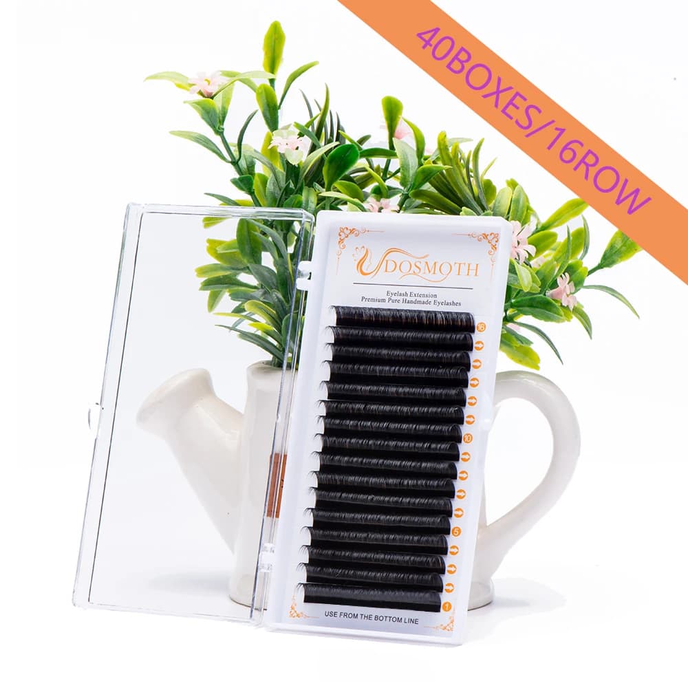 DOSMOTH 40 boxes 7-16mm individual handmade natural mink eyelashes, extension eyelashes, fake lashes 16 rows Fake eyelashes