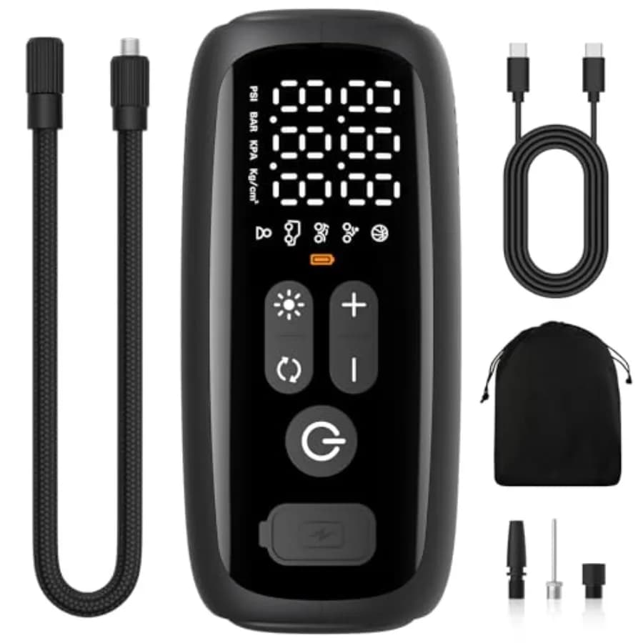 Compressore d'aria portatile per gonfiaggio pneumatici 150PSI 28 cilindri 12V Elettrico 140W con spegnimento automatico e luce LED