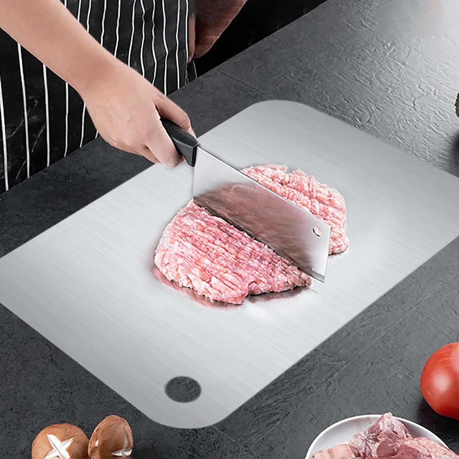 15x24cm Stainless Steel Cutting Board Home Kitchen Rectangular Chopping Board Kneading Dough Cutting Dough Fruit Vegetable Meat