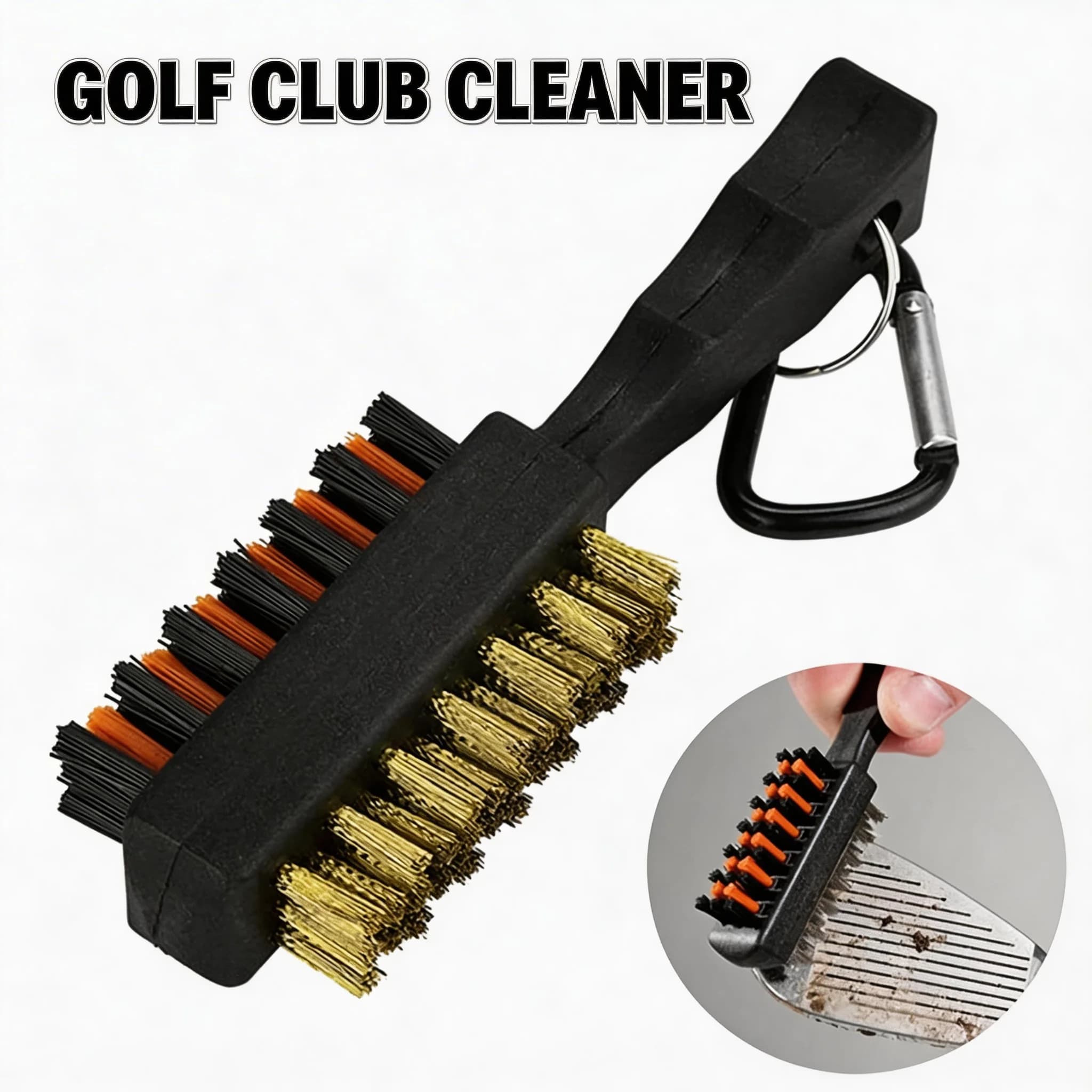 Spazzola per la pulizia delle mazze da golf con setole resistenti, strumenti di pulizia portatili in metallo leggero, spazzole in nylon per scarpe da golf, accessori da golf