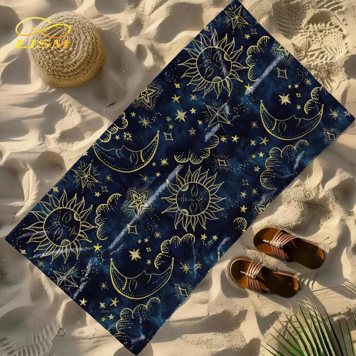 LISM 1 pezzo Asciugamano da spiaggia Sole e Luna - Oversize, in microfibra assorbente, ad asciugatura rapida, ideale per viaggi, nuoto, surf