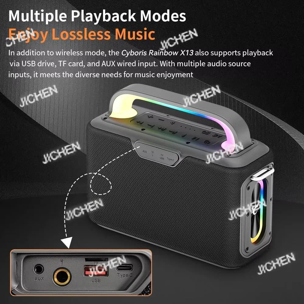 Nuova Macchina per Karaoke X13 2025 da 200 Watt, Altoparlante Wireless Portatile con 2 Microfoni Wireless, Aux 6.5m, Luci RGB