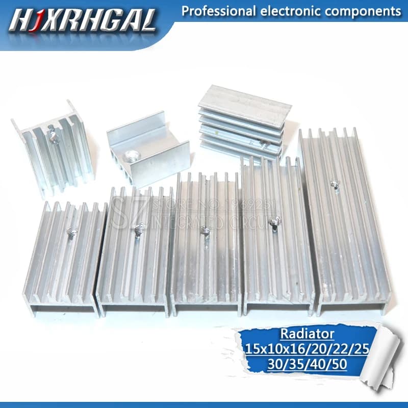 10pcs di Alluminio del Dissipatore di Calore Del Radiatore 15*10*16/20/22/25/30/40/50mm Transistor TO-220 hjxrhgal Per Transistor TO220 bianco HJXRHGAL