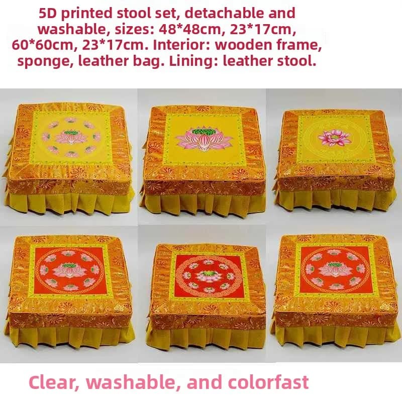 Detachable And Washable Lotus Design Meditation Yoga Zafu Cushion Real Wood Buddhist Prayer Bench Home Decor Window Pad