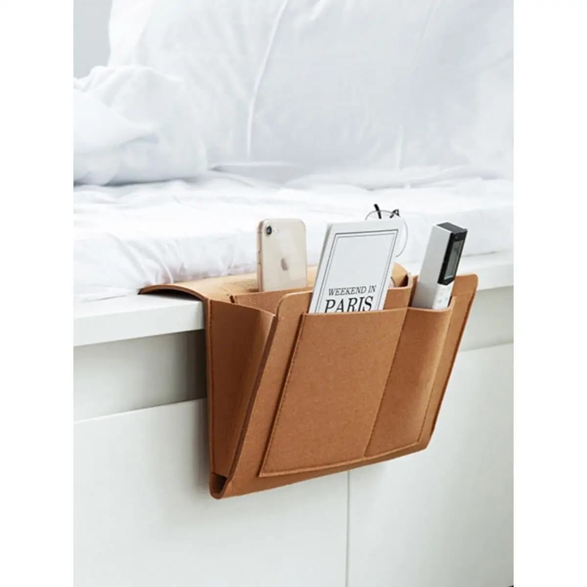 Home Bedroom Sofa Creative Mobile Phone Miscellaneous No Punching Felt Storage Organizer Hanging Bag Middle-Aged Style
