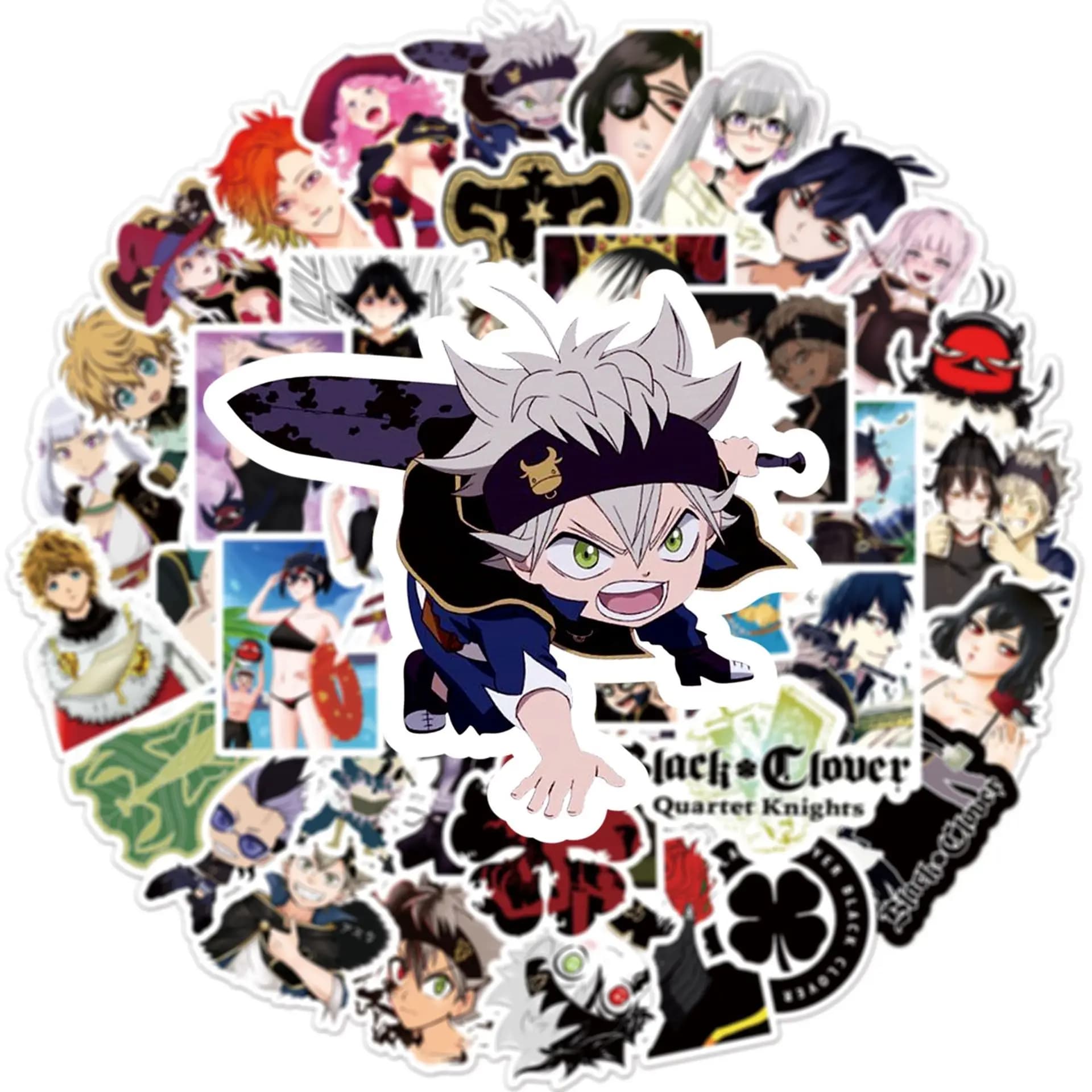 50pcs Anime Black Clover Japanese Graffiti Hot-Blooded Decor Stickers for Phone Case, Sketchbook & Motorcycle Helmet