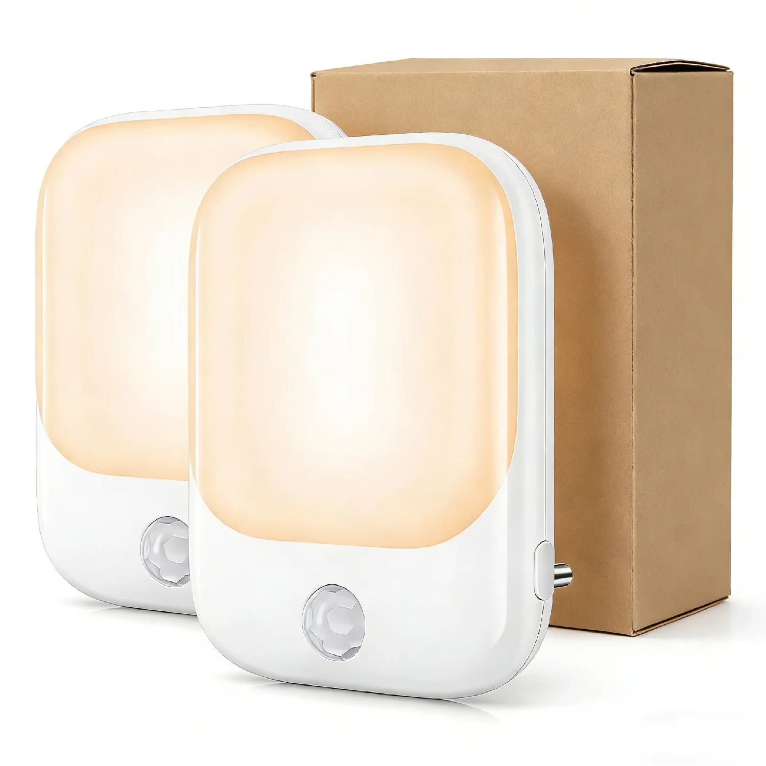 1 pezzo/2 pezzi/4 pezzi/10 pezzi Luce notturna a LED intelligente con sensore, luminosità regolabile, luce notturna con sensore di movimento, luce notturna, bianco caldo