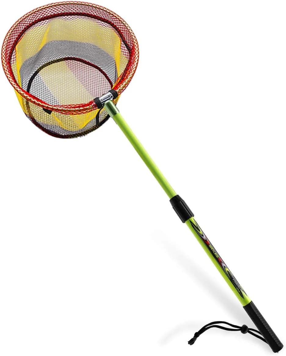 SAN LIKE Fishing Net Fish Landing Net Collapsible Fish Net with Anti-Slip Telescoping Rubber Pole Handle for Kids Adults