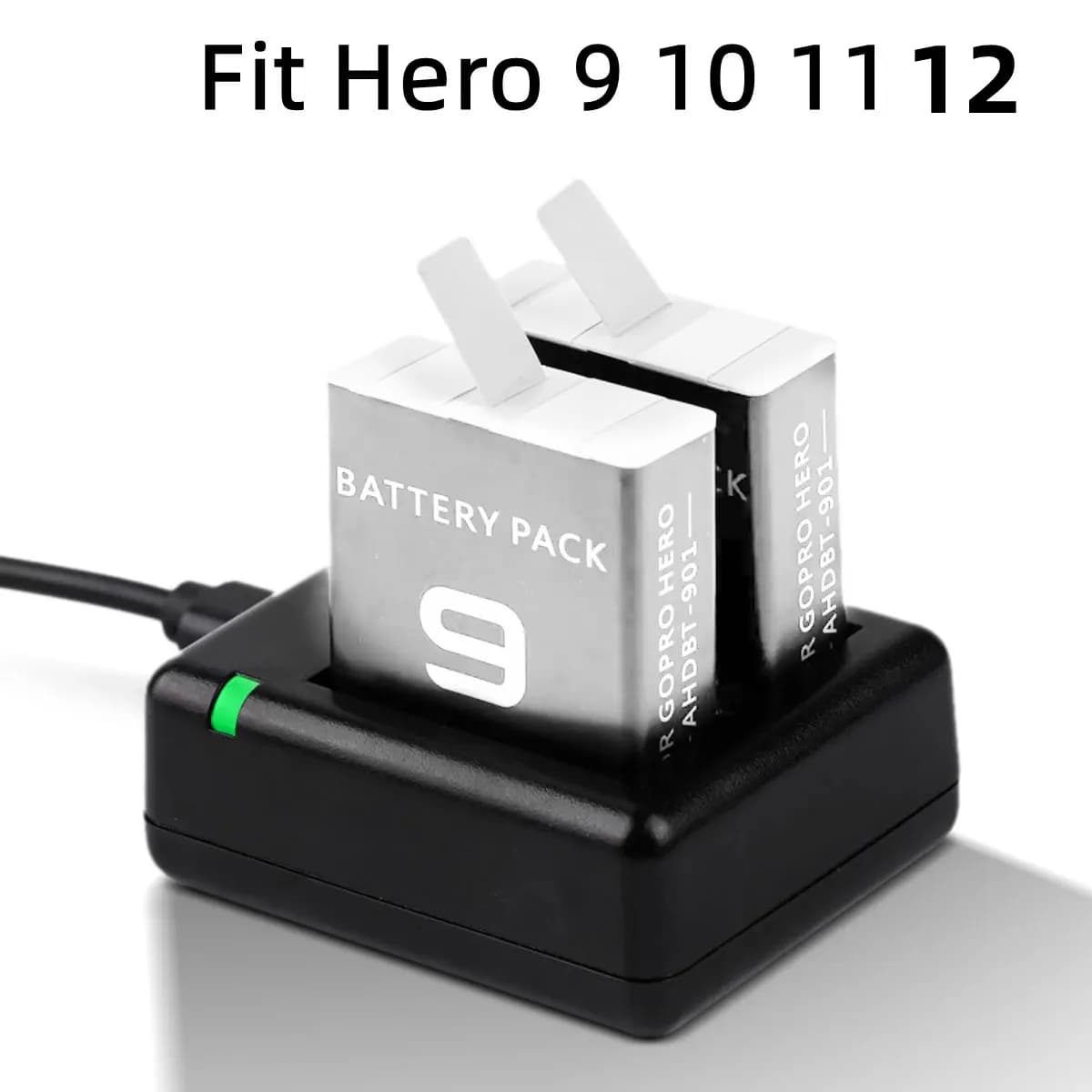 Go Pro 12 full decoding double charger Ahdbt-901 rechargeable batteries for Gopro Hero 11 10 9 black camera accessories