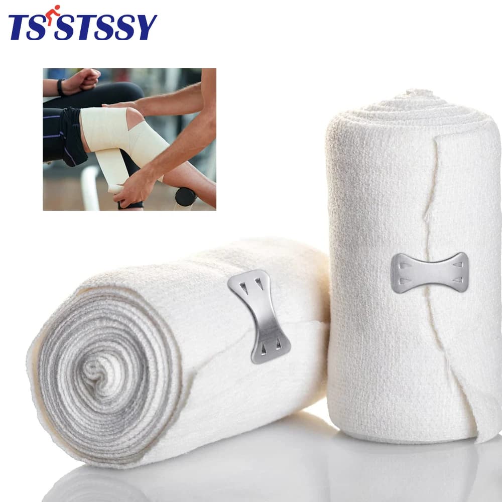 1 rotolo di benda elastica, benda di compressione elasticizzata allunga fino a 450 cm per sport, distorsioni, polpacci, caviglie, piedi