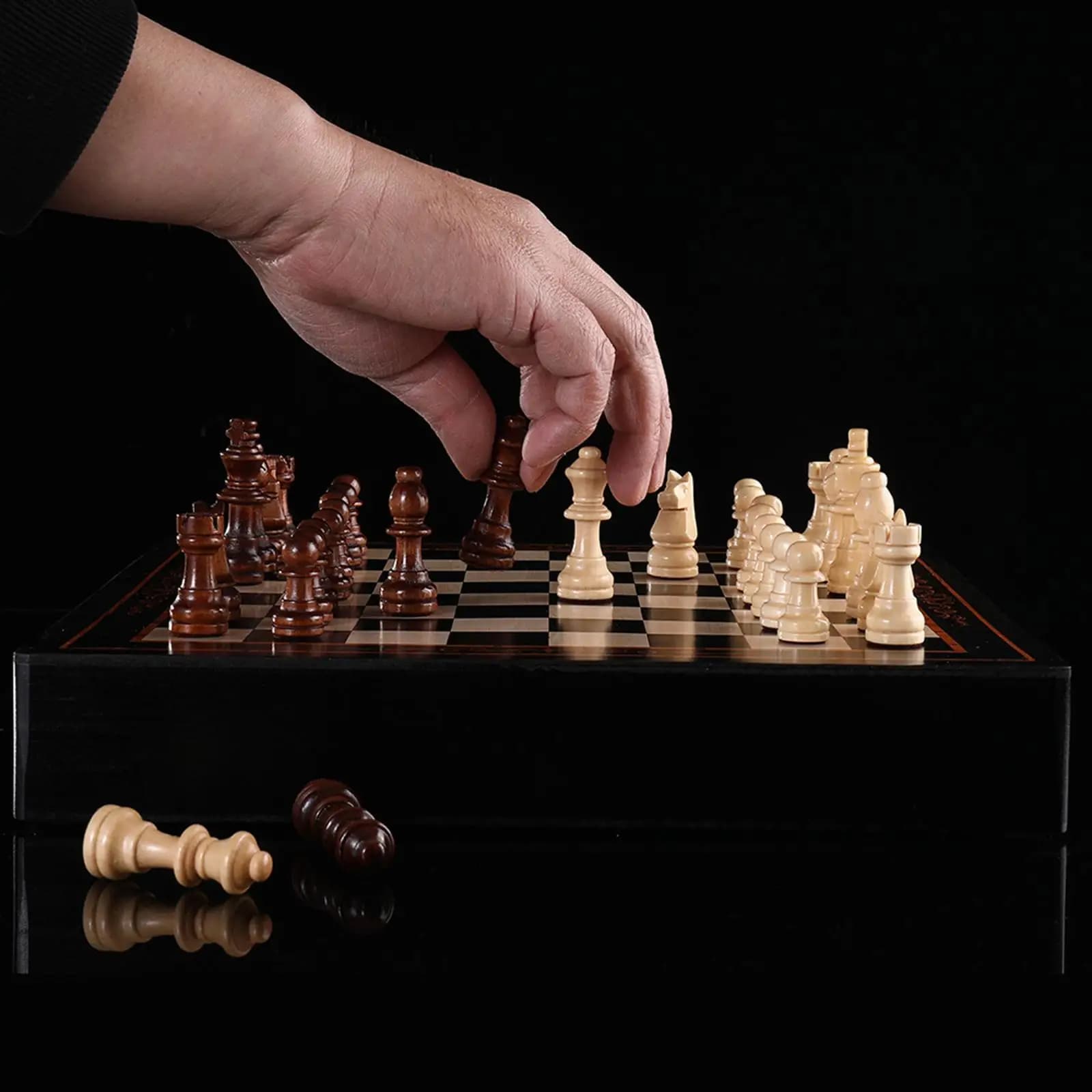 Chess Set Gift Packaging Board Games Chess Sets with 2 Built in Storage Drawers for Indoor Children Adults Chess Lovers Friend