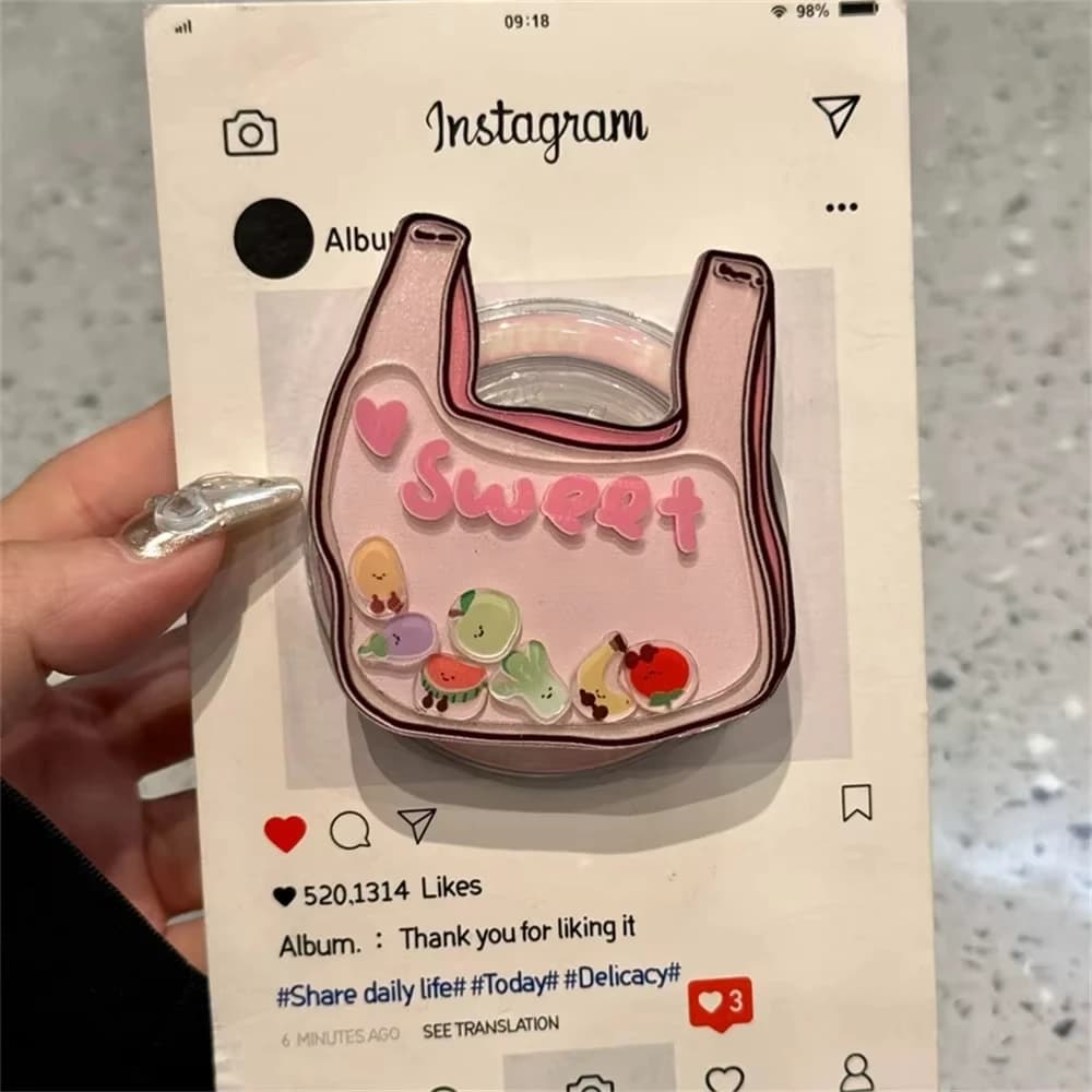 Coreano carino rosa borsa frutta scuotere roccia per Magsafe Griptok supporto per telefono anello supporto per dito supporto per iPhone Samsung ragazza Bracke