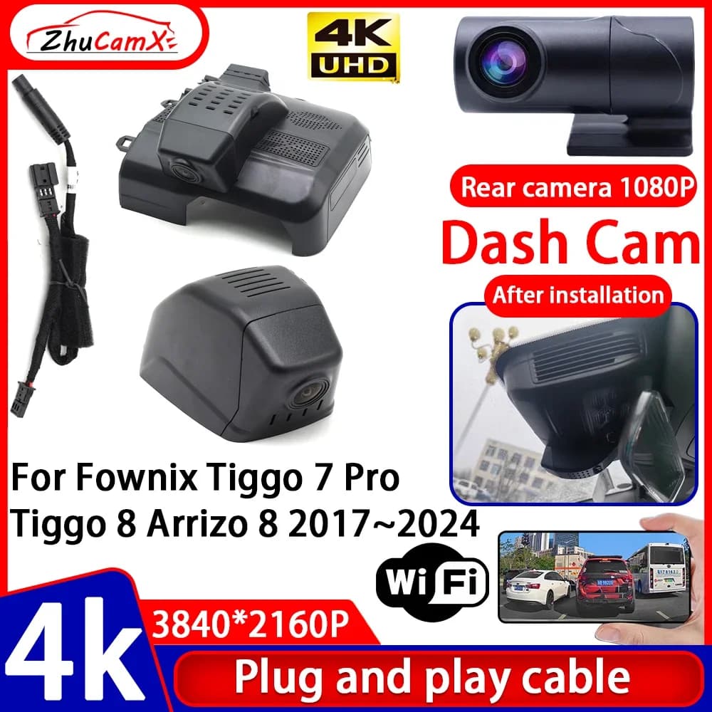 ZhuCamX 4K UHD Plug and Play DVR for Car Dash Cam for Fownix Tiggo 7 Pro Tiggo 8 Arrizo 8 2017-2024