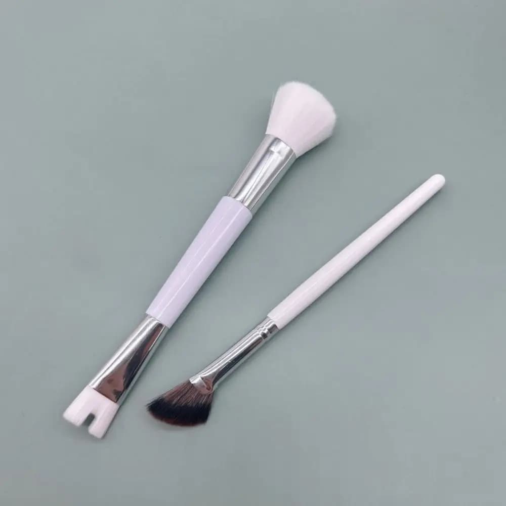 Set di 2 Pennelli per Contorno Naso a Doppia Testa, Pennello Angolato Portatile per Ombretto in Polvere, Kit di Pennelli Cosmetici a Forma di U per Modellare il Naso